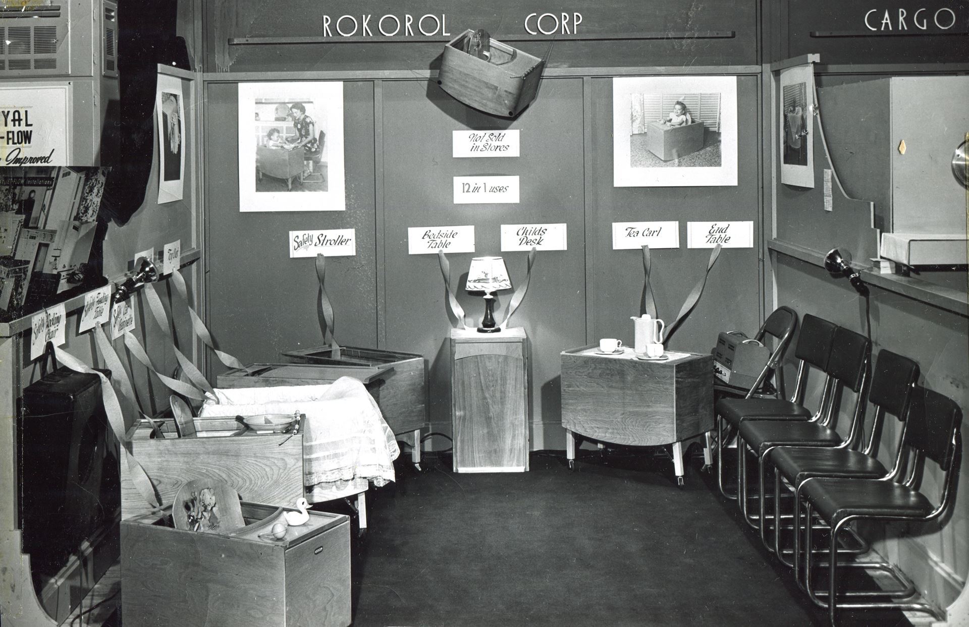 Rokorol Corp Display at the Los Angeles County Fair, Pomona, California, September 1948. Actress Joan was the model in the product photographs on display. Roy Brown Collection, Daly House Museum 